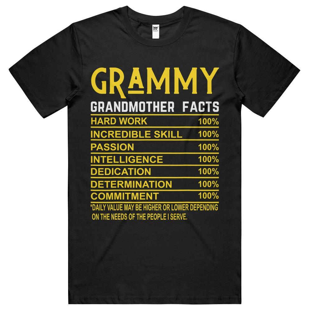 Nutritional Facts Shirt, Nutrition Facts T Shirt, Grammy Grandmother Facts Grandma Nutritional Fact T Shirts