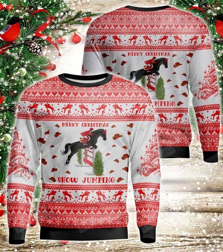 Show Jumping For Unisex Ugly Christmas Sweater, All Over Print