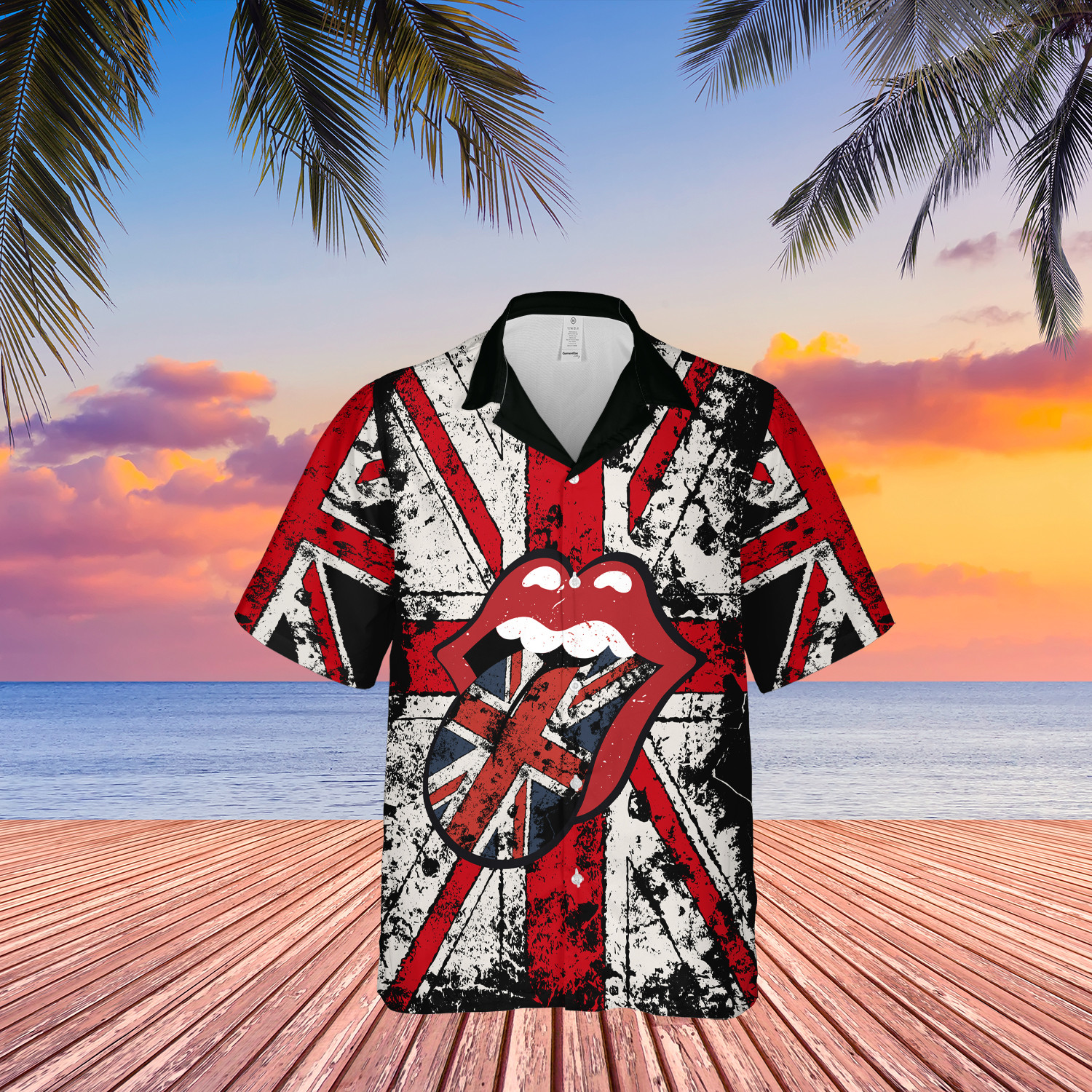 The Rolling Stones United Kingdoms Flag Pattern Hawaii Shirt Ha20457