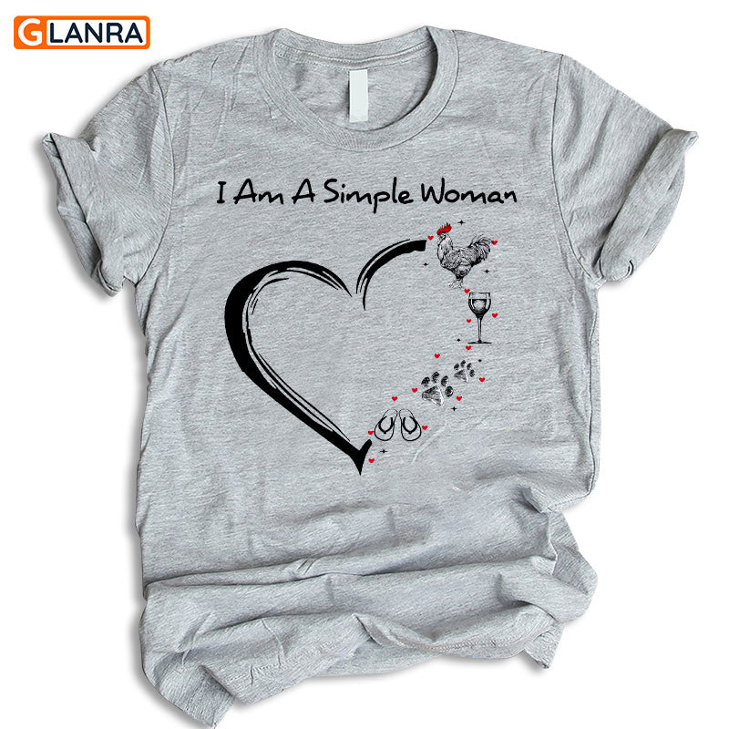 I Am A Simple Woman Shirt, Chicken Girl Shirt, Chicken Lover Shirt, Dog Footprint Shirt, Animal Shirt, Farm Animal Lover, Gift For Girl