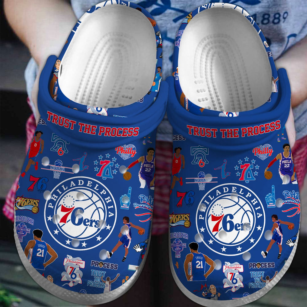 Philadelphia 76ers Basketball team NBA Sport Crocss Clogs Crocband Shoes Comfortable For Men Women and Kids