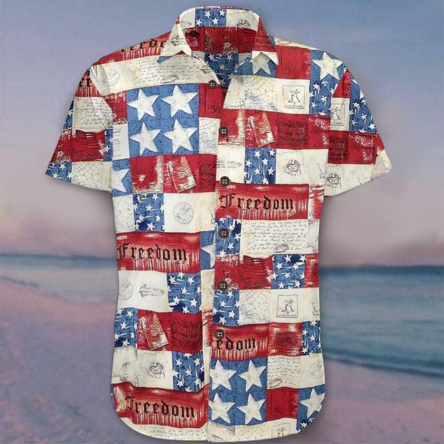 Freedom American Flag Patriotic Aloha Hawaii Shirts Unisex Ha18058