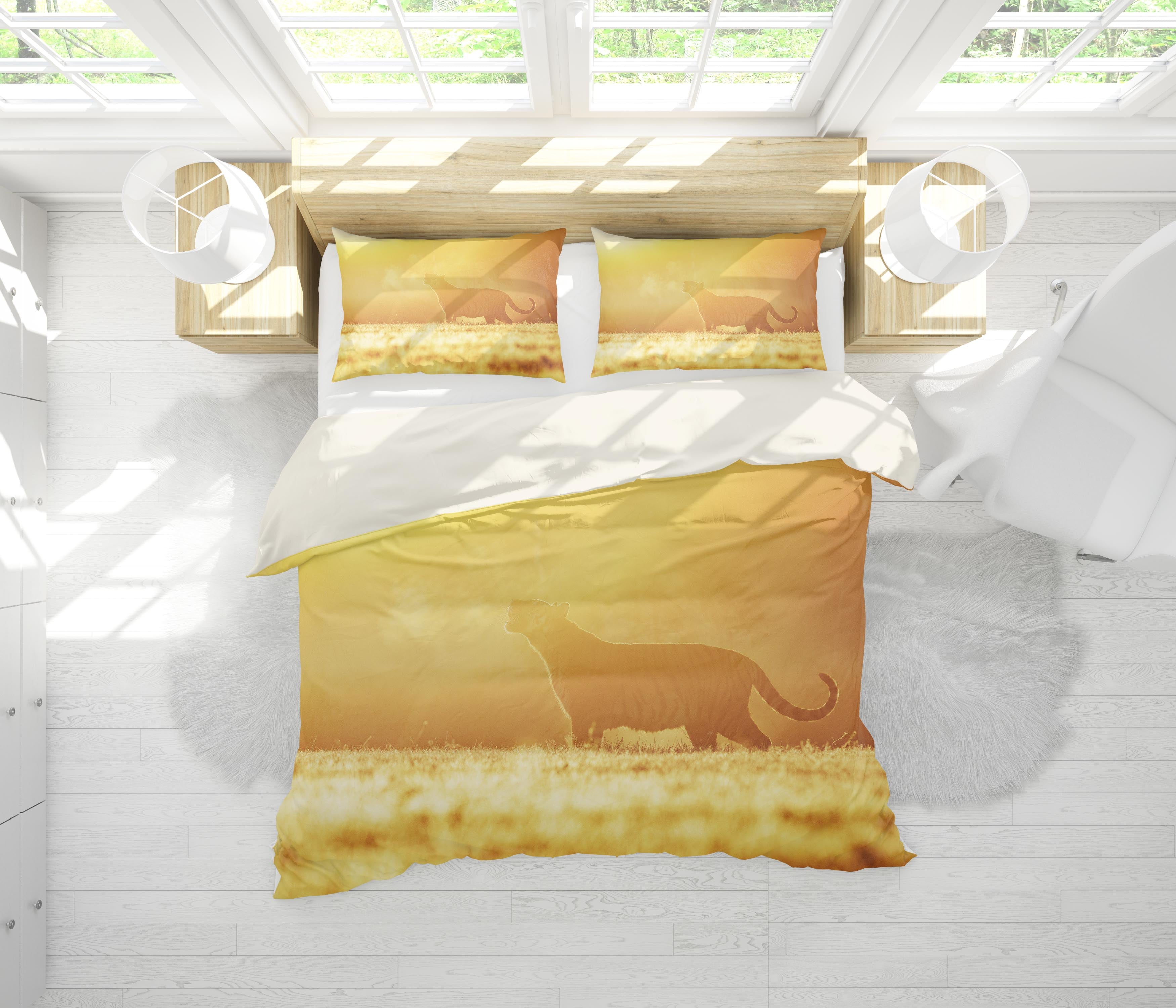 3D Golden Tiger Quilt Cover Set Bedding Set Pillowcases 165