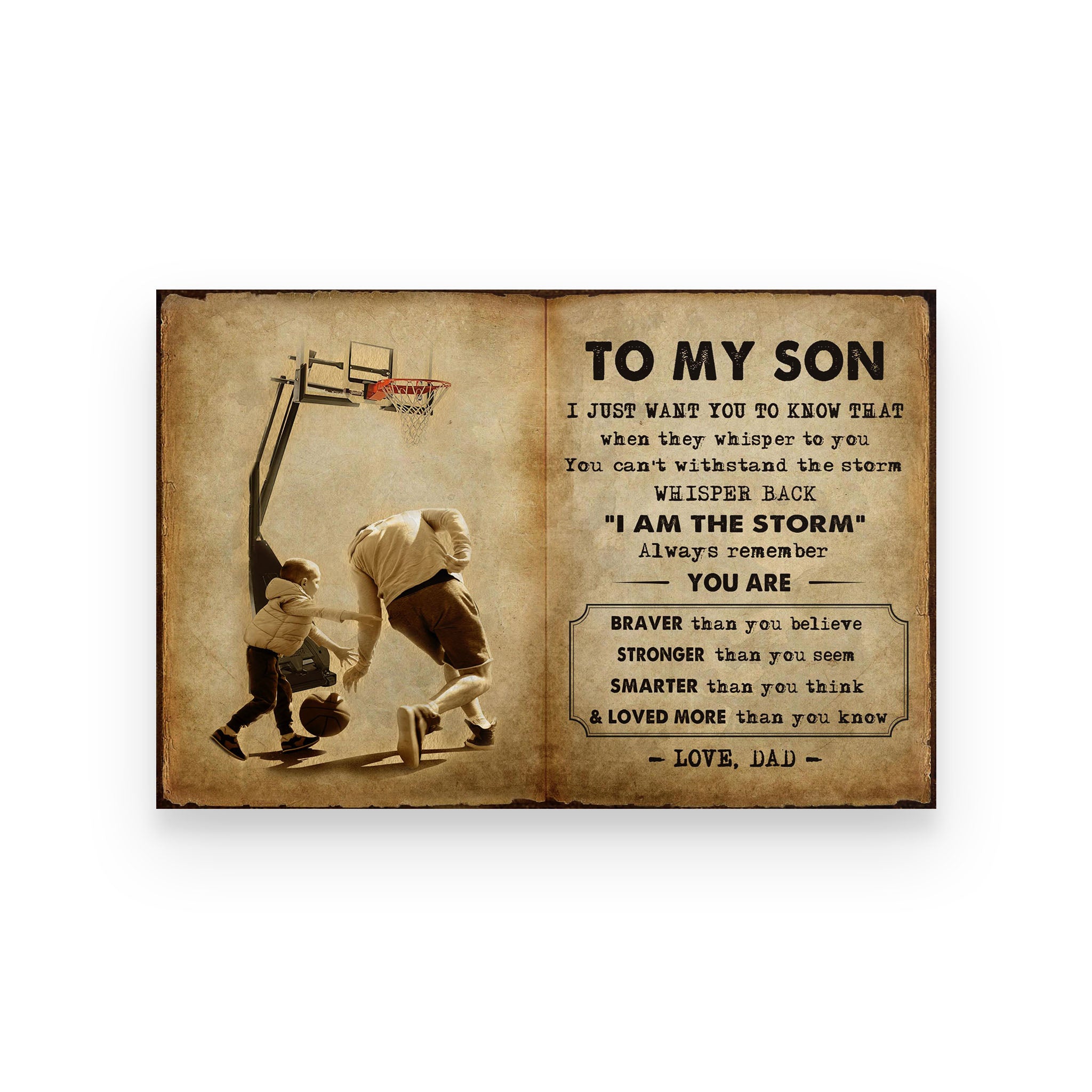 basketball poster dad to son  i am the storm