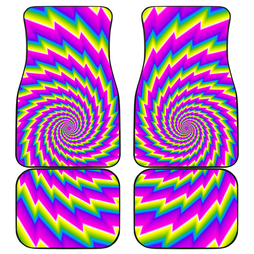 Abstract Twisted Moving Optical Illusion Front And Back Car Floor Mats, Front Car Mat