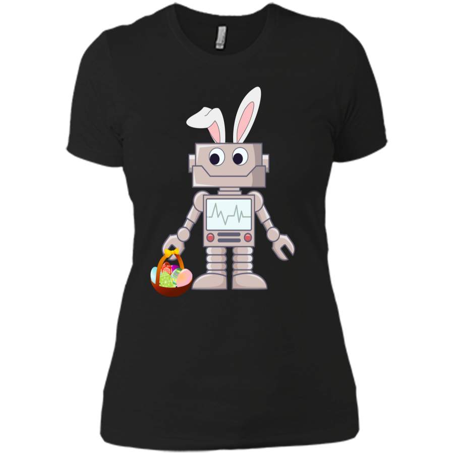 Cute Robot Bunny Easter T-Shirt – Robobunny – Kids Next Level Ladies Boyfriend Tee