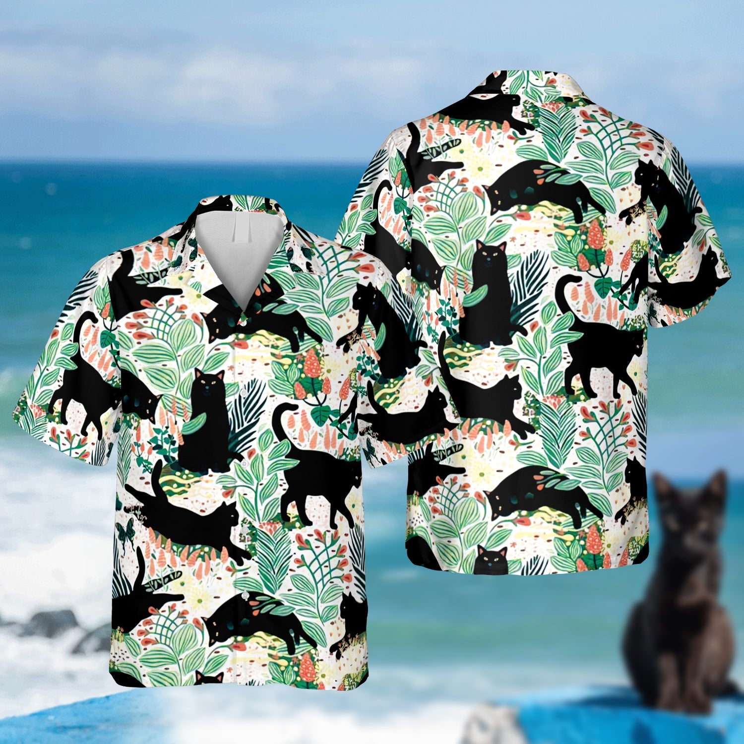 Cartoon Black Cat Hawaii Summer Outfit For Women Ha82963