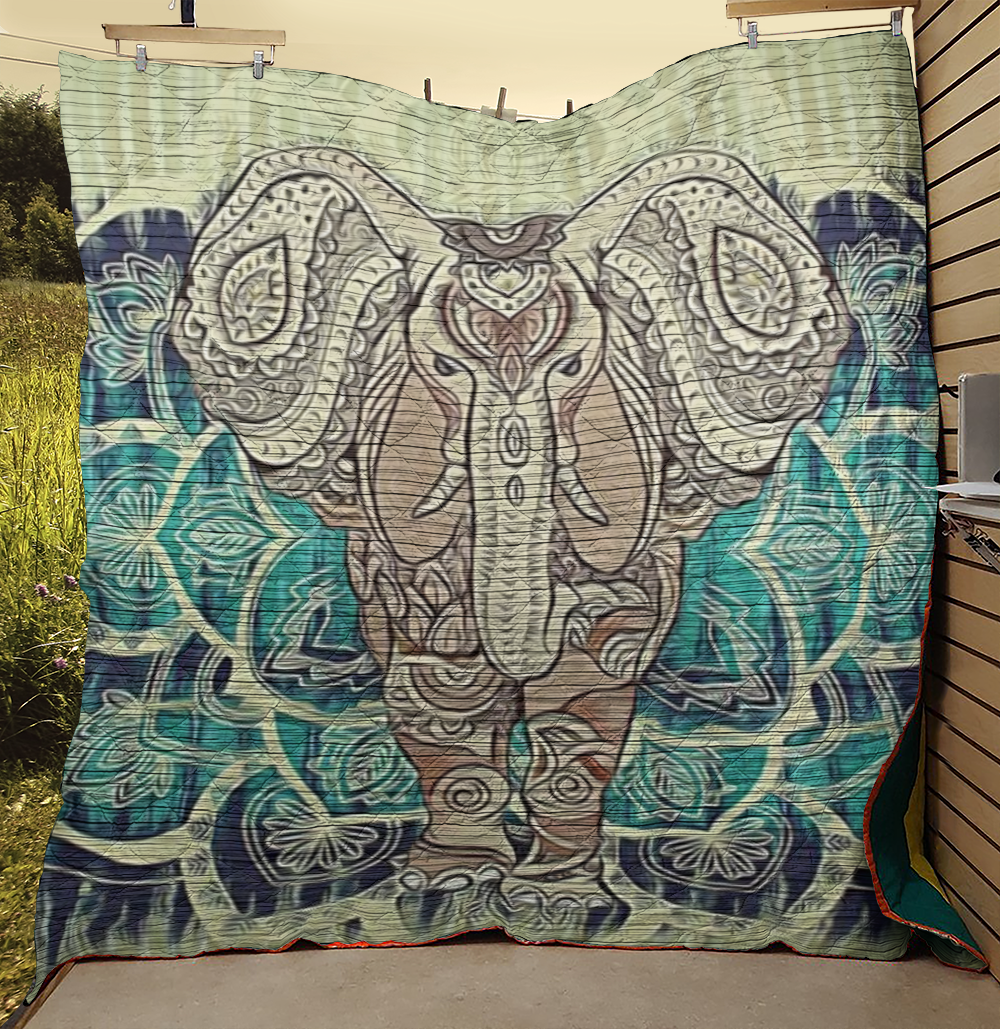 Elephants Men  Abstract Animal Shape  Quilt Blanket