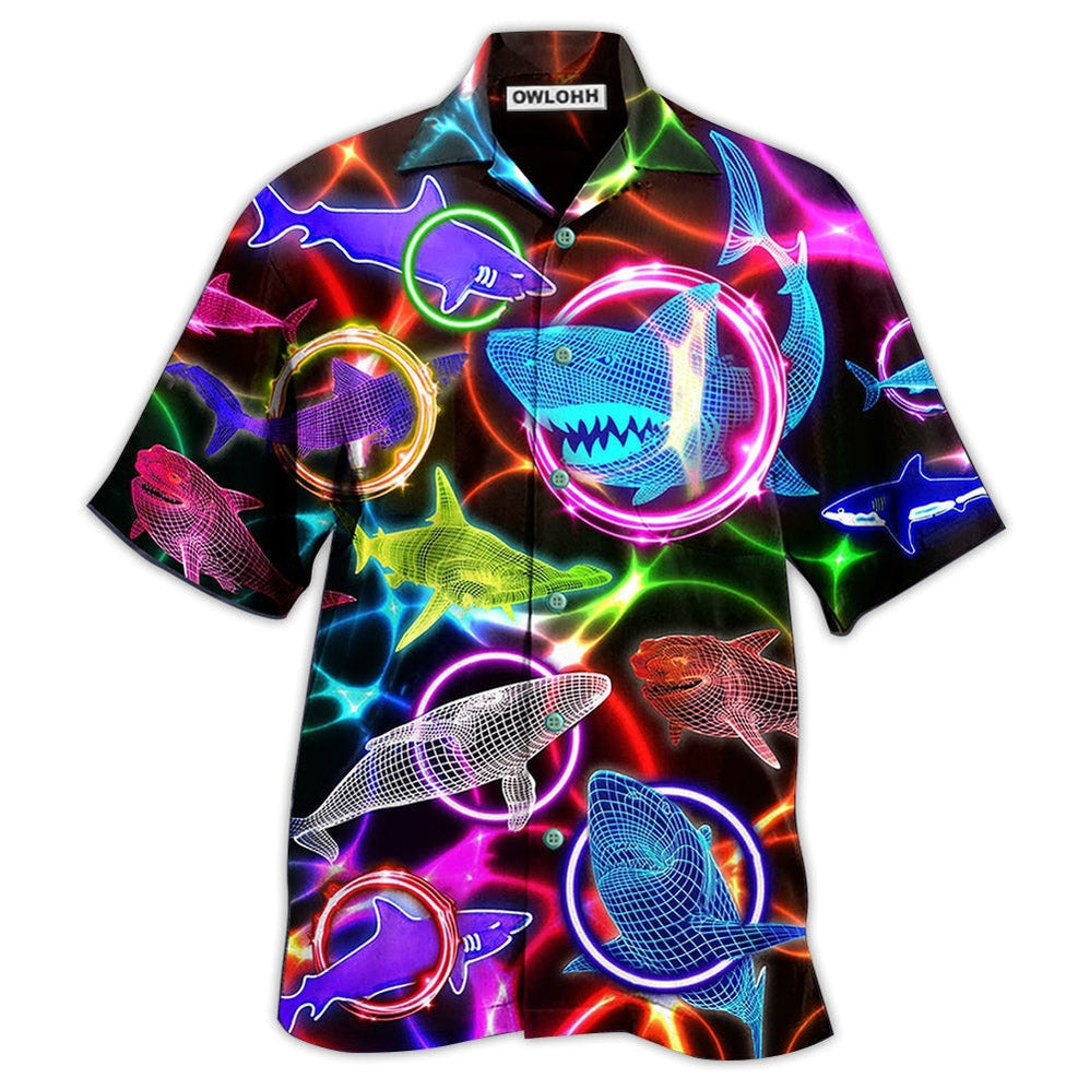 Shark Loves Circle Neon Style – Hawaiian Shirt