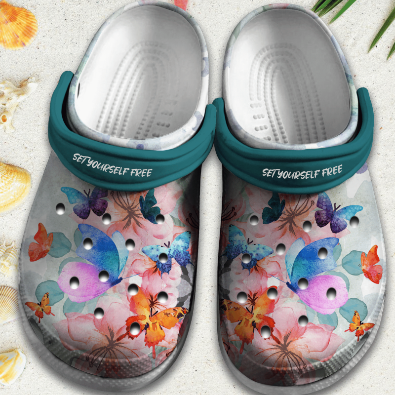 Butterfly With Flowers Shoes – Magical World Beach Shoes Gift For Women Girl Grandma Mother Daughter Sister Niece Friend