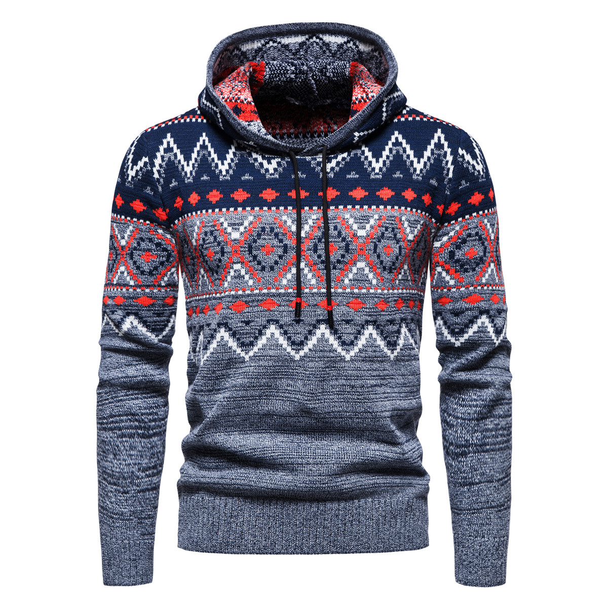 Autumn and winter new fashion men’s ethnic style sweater jacket men’s casual hooded sweater jacket alx