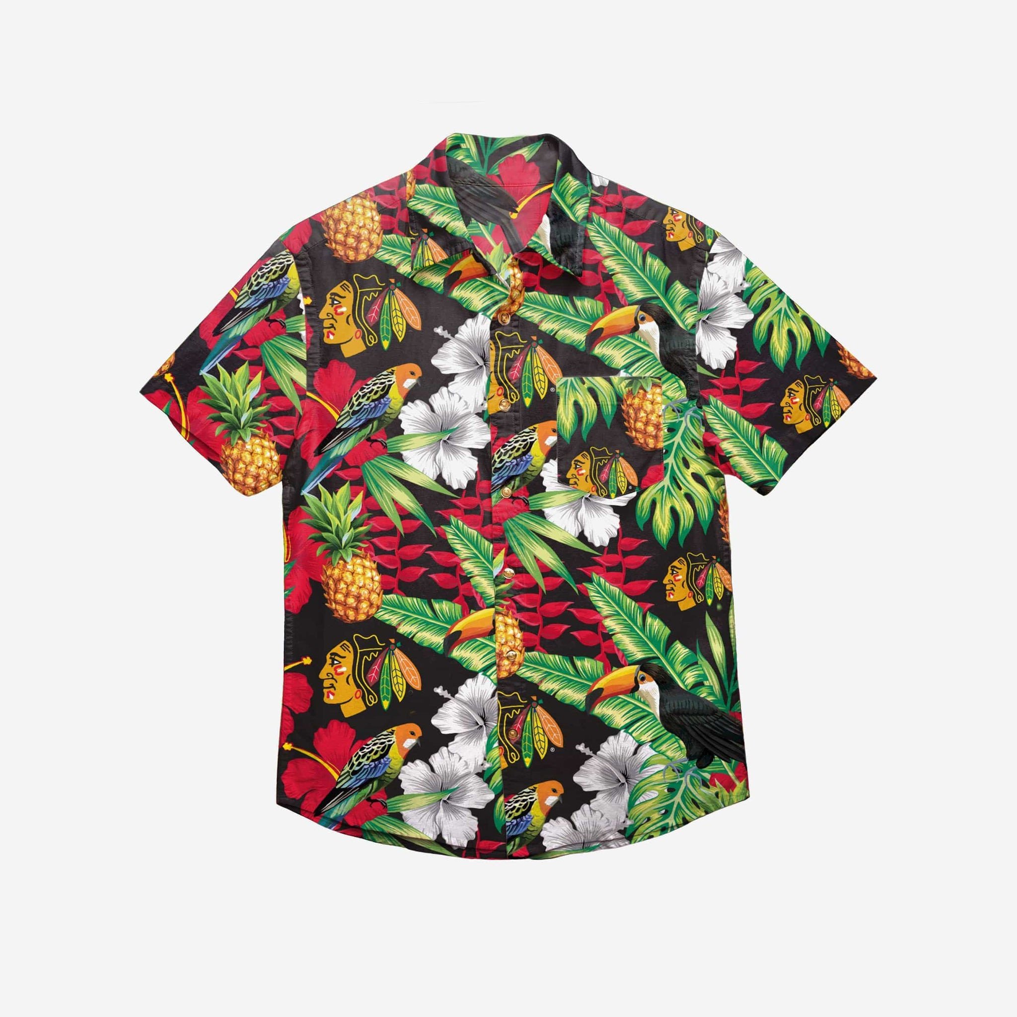 Chicago Blackhawks Floral Button Up Hawaii Shirt Ha74762