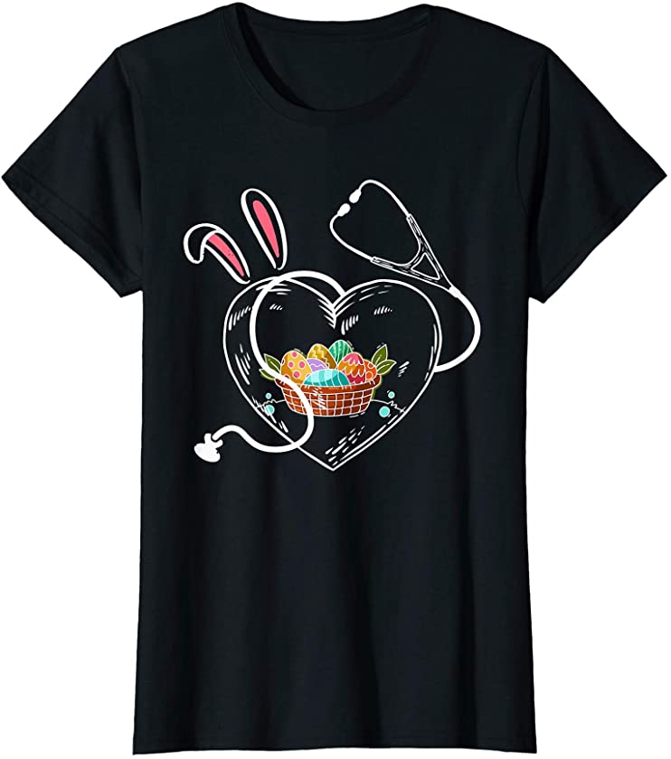 Womens Stethoscope Doctor Easter Bunny RN CNA Shirts For Women T-Shirt