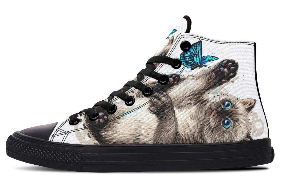 Watercolor Cat High Top Vans Shoes