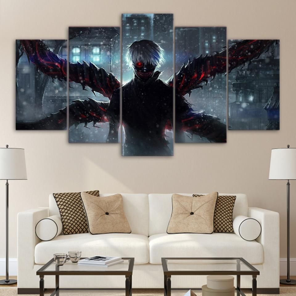 Tokyo Ghoul Ken Kaneki 01 Anime 5 Panel Canvas Art Wall Decor A Tiny Gift Shop