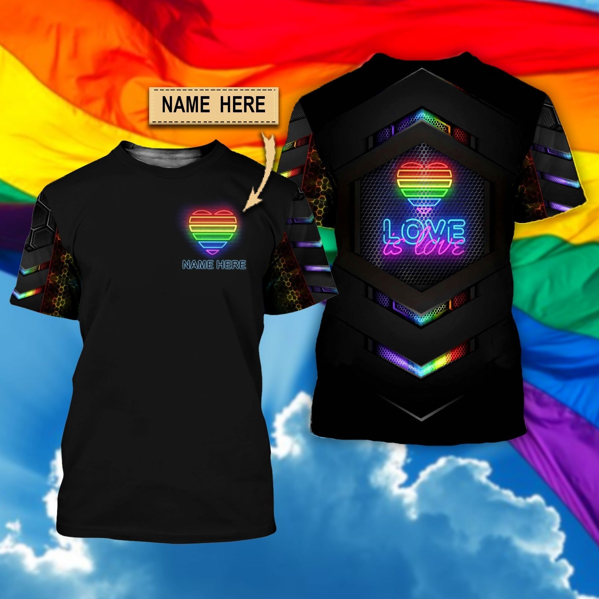 Custom Name Lgbt Pride Love Is Love 3D All Over Printed Shirt For Lesbian Gay, Happy Lgbt History Month, Gift For Lgbt