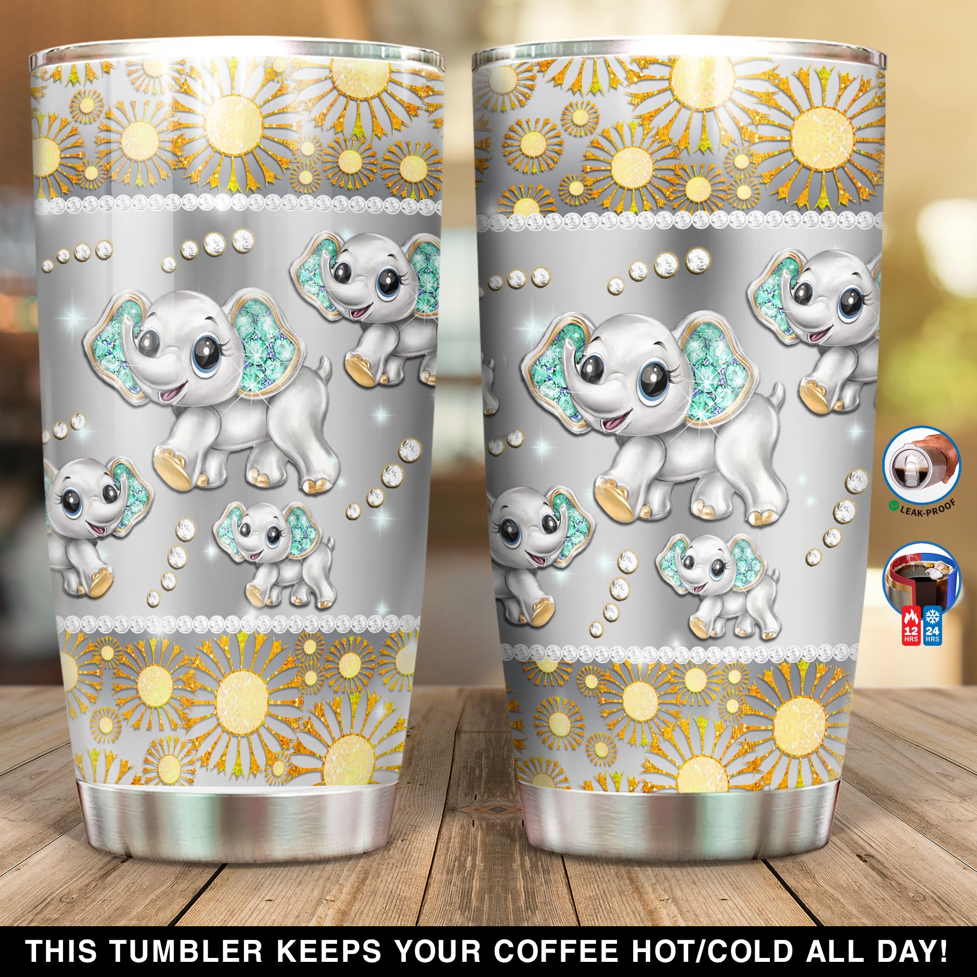 Personalized Elephant Diamonds NI1103003XE Tumbler