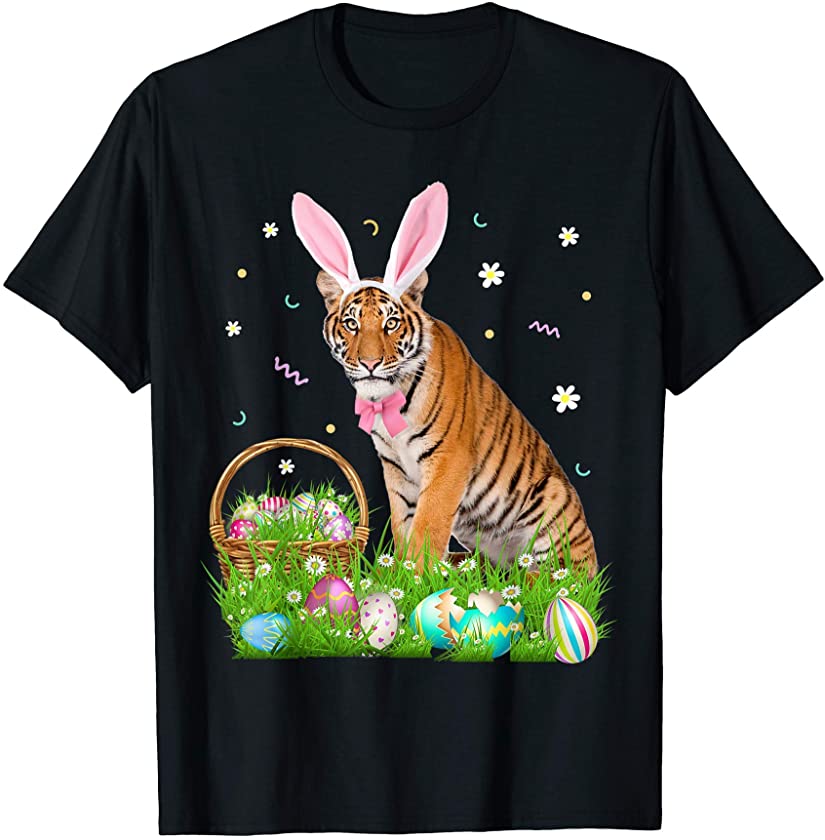 Cute Tiger Easter Day Bunny Eggs Easter Costume Womens T-Shirt