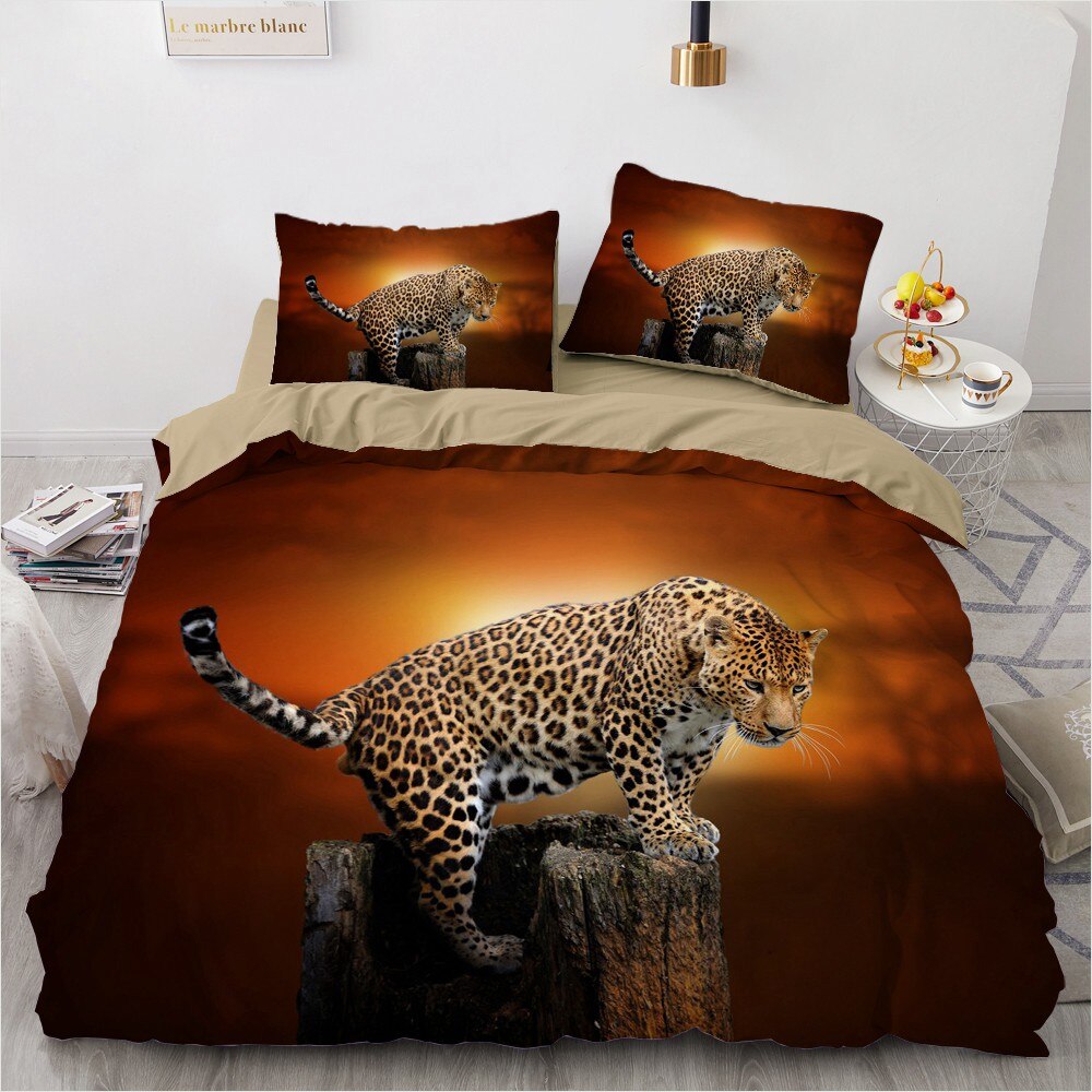 3D Bedding Sets Leopard White Duvet Cover Set Bed Linen Pillowcase King Queen Full Size 173X230Cm Home Texitle