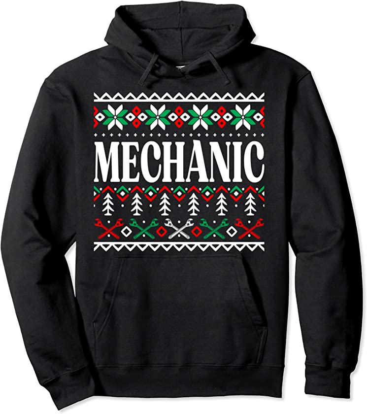 Car Mechanic Ugly Christmas Bike Truck Maintenance Man Xmas Pullover Hoodie