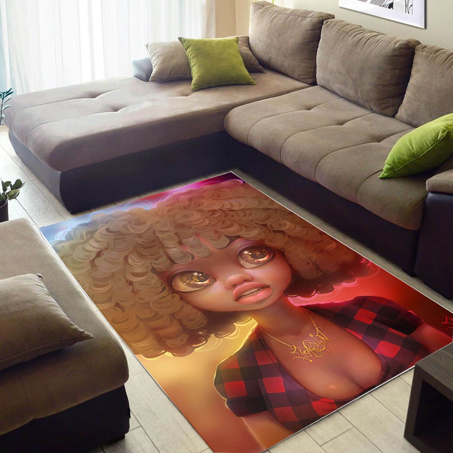 African American Area Rugs Beautiful Black Afro Lady Carpet African Design Afrocentric Room Decor BPS32978