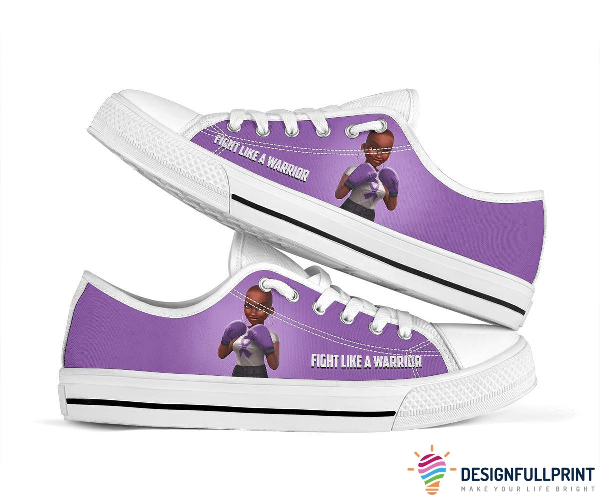 Fight Like A Warrior Melanin Purple Cancer Awareness Shoes