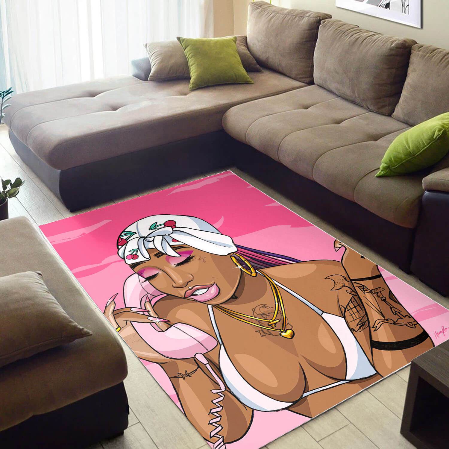 African Rugs Pretty Lady With Afro African Inspired Area Rug Afrocentric Home Decor And Style WBG07021