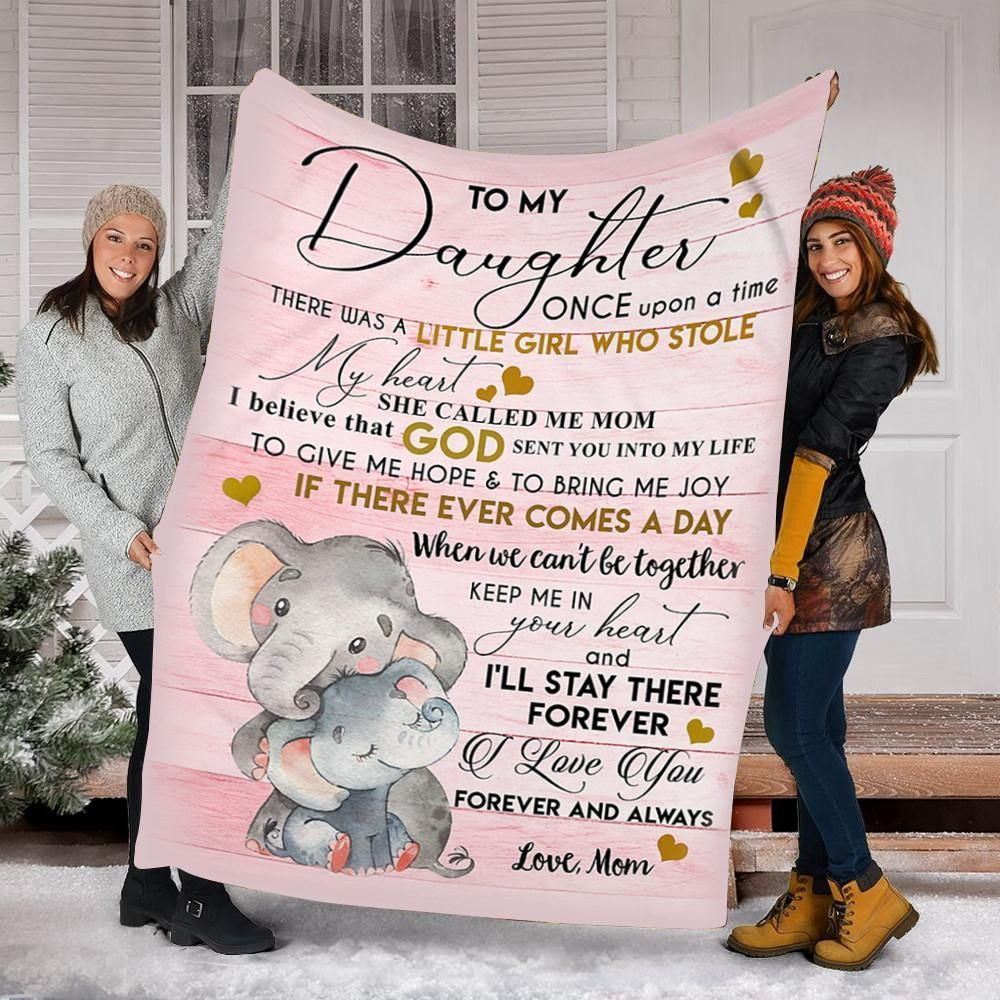 Personalized Elephant Family To My Daughter From Mom She Called Me Mom Fleece Blanket Great Customized Gifts For Birthday Christmas Thanksgiving Perfect Gifts For Elephant Lover