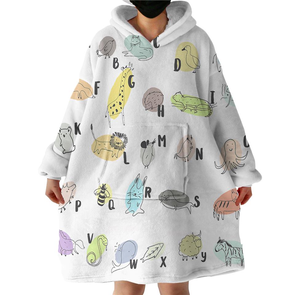 Animal Alphabet Swlf1708 Hoodie Wearable Blanket