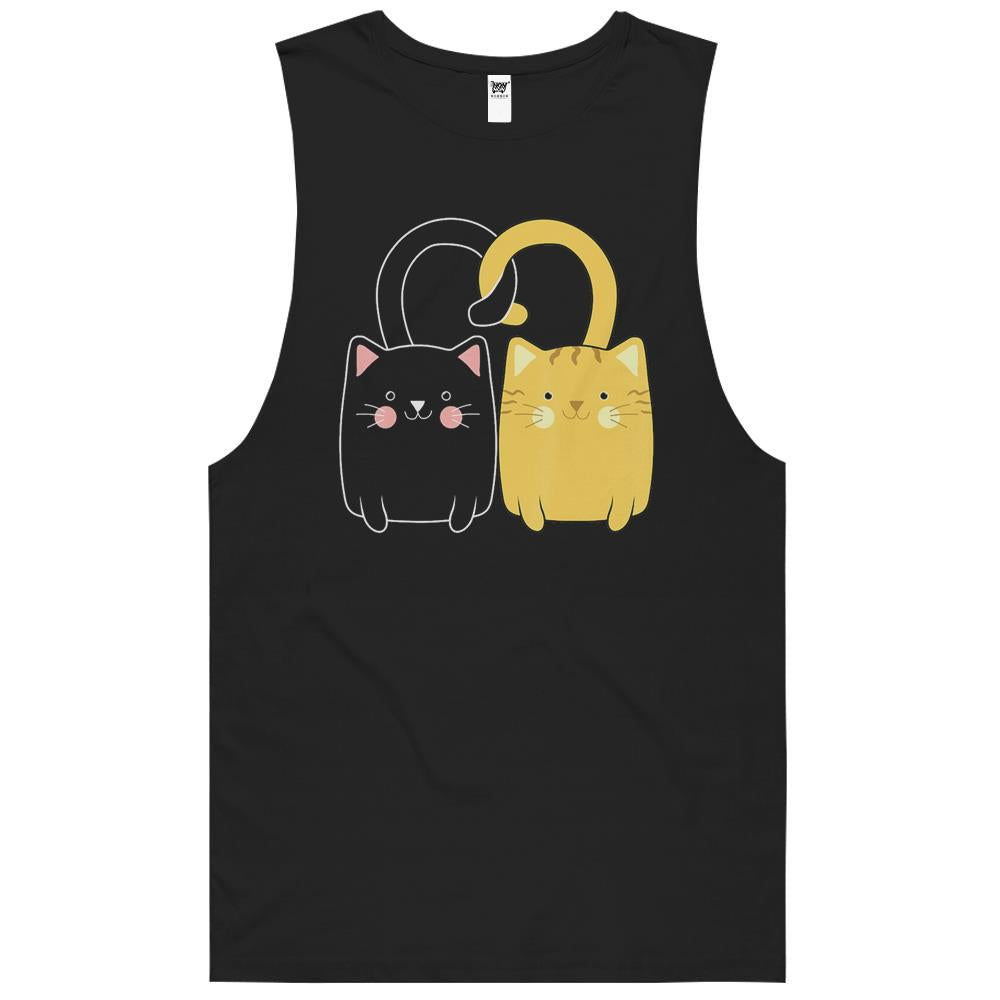 Cute Ginger Cat Black Kitten Love Valentines Day Tank Top