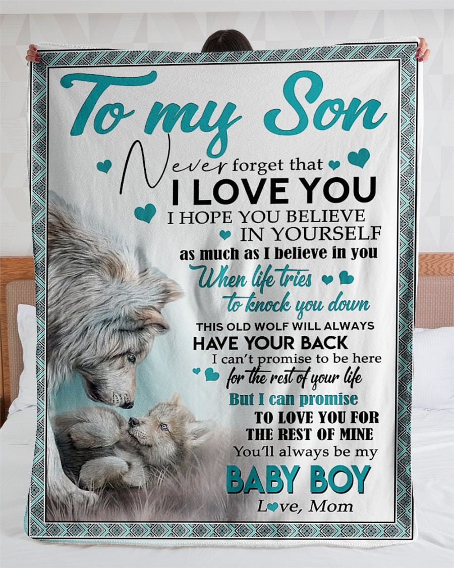 Personalized To My Son I’Ll Always Have Your Back Love From Mom| Sherpa Woven Blankets| Gifts For Son|Christmas Gifts