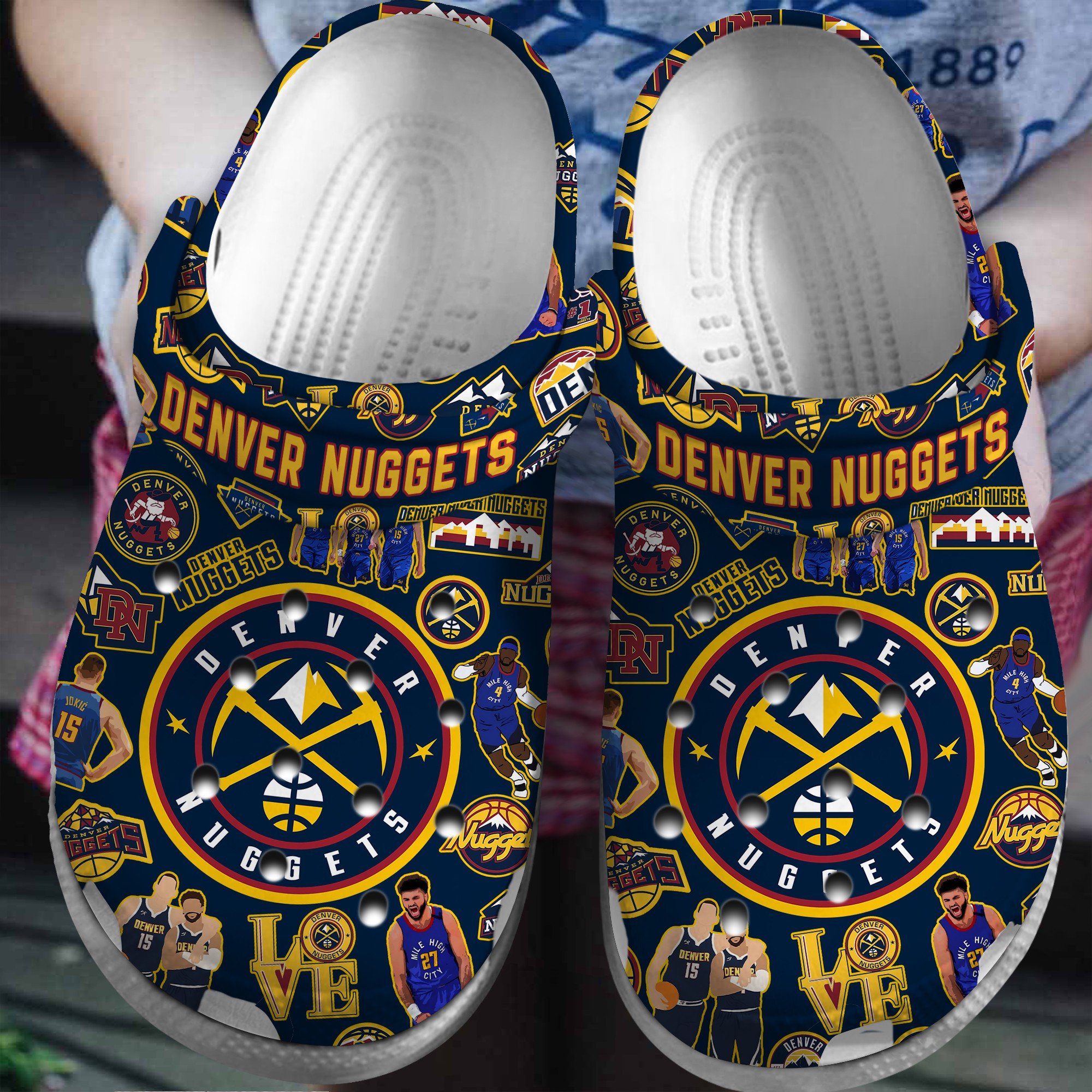 Denver Nuggets NBA Basketball Sport Crocss Crocband Clogs Shoes Comfortable For Men Women and Kids