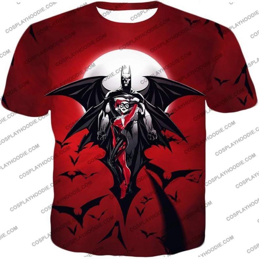 Amazing Batman X Harley Quinn Cool Graphic Action Red T-Shirt HQ027