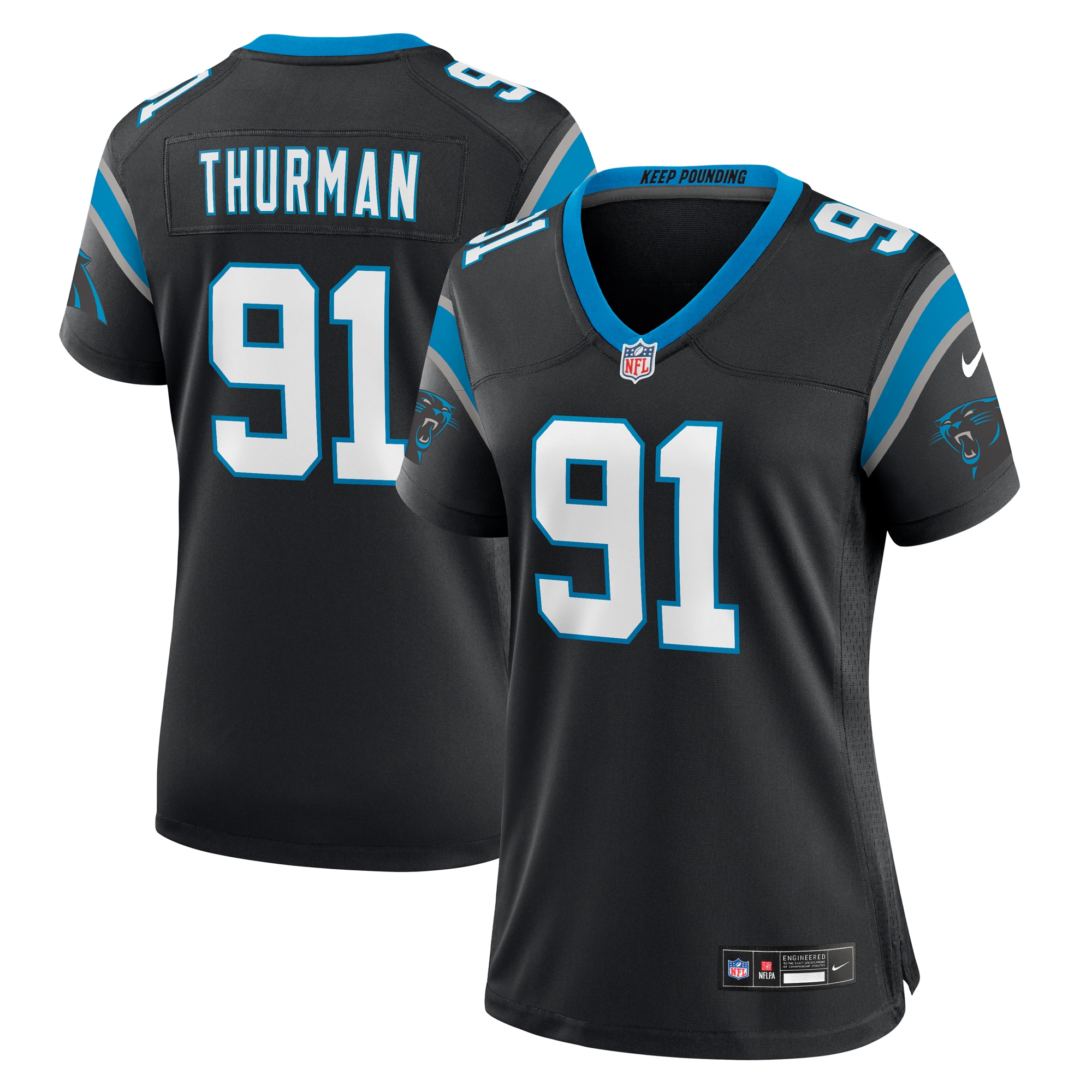 Women’s Carolina Panthers Nick Thurman  Black Team Game Jersey