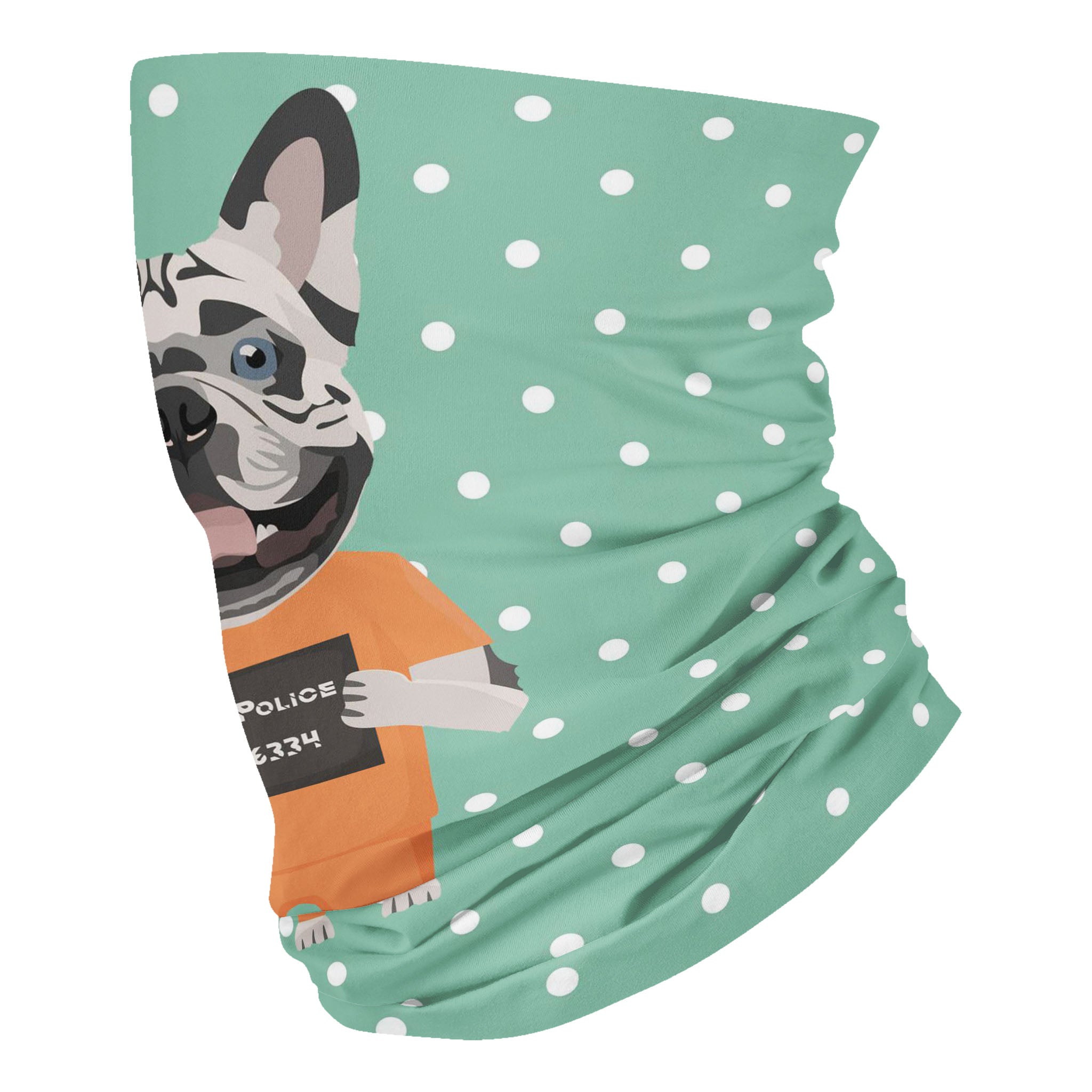 Mugshot prison clothes dog french bulldog – Neck Gaiter