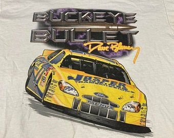 Vintage Y2k Dave Blaney Buckeye Bullet Jasper Nascar Shirt – Tagged  – Lightly Distressed Racing 3792