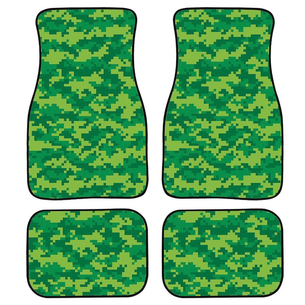 Green Digital Camo Pattern Print Front And Back Car Floor Mats, Front Car Mat