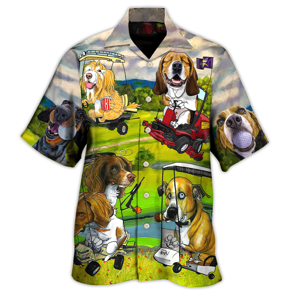 Golf Dog Driving Cart Art Style Hawaii Shirt Ha9403