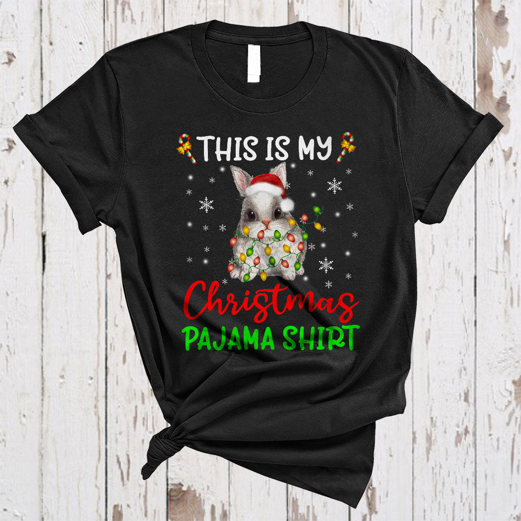 This Is My Christmas Pajama Shirt Cute Christmas Lights Xmas Santa Rabbit Lover Gifts T-Shirt