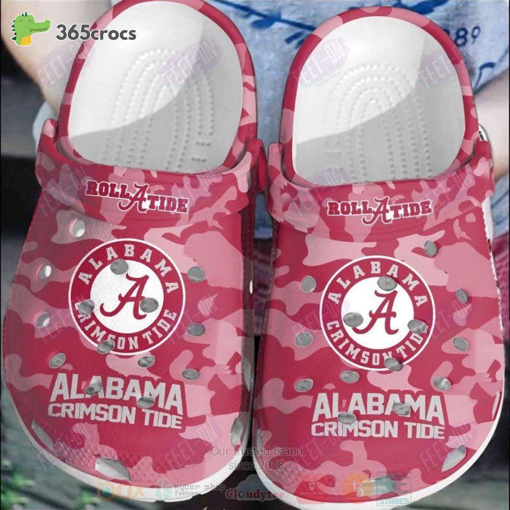 Alabama Crimson Tide Red-Pink Camo Ncaa Crocss Clog Shoes