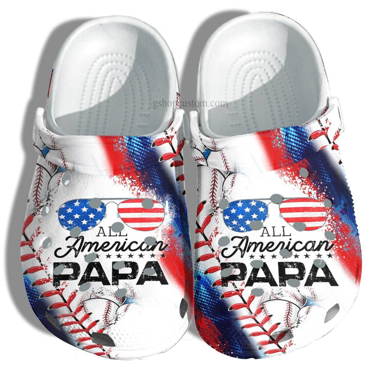 All America Papa Usa Flag Croc Shoes Gift Grandpa Father Day – Baseball 4Th Of July Men Father Crocss Shoes Customize