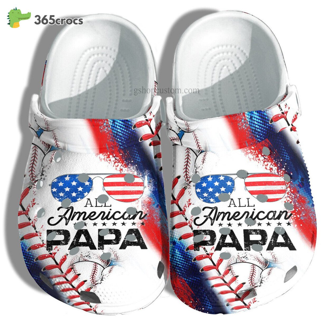 All American Patriotic Papa Baseball Footwear 4th July Grandfather Honor