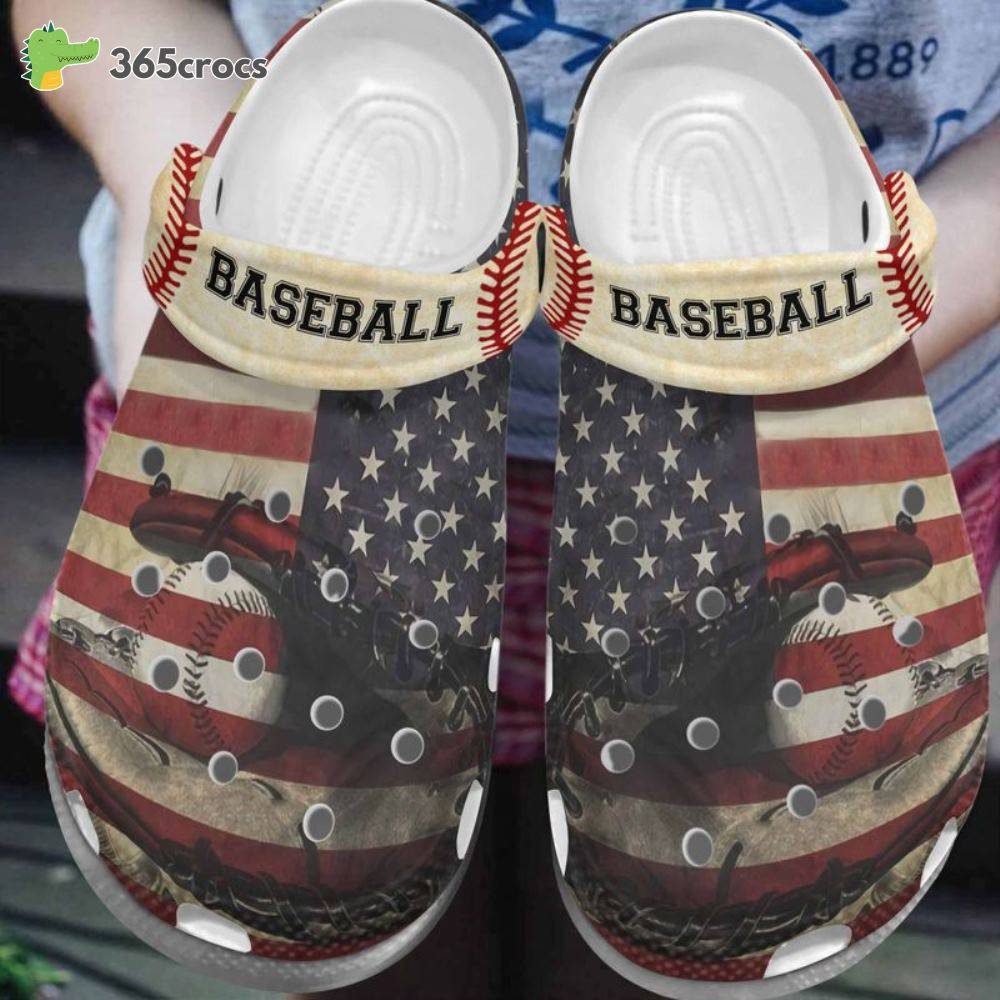 America Baseball Happy Independence Day For Baseball Sport Lovers Crocss Clog Shoes