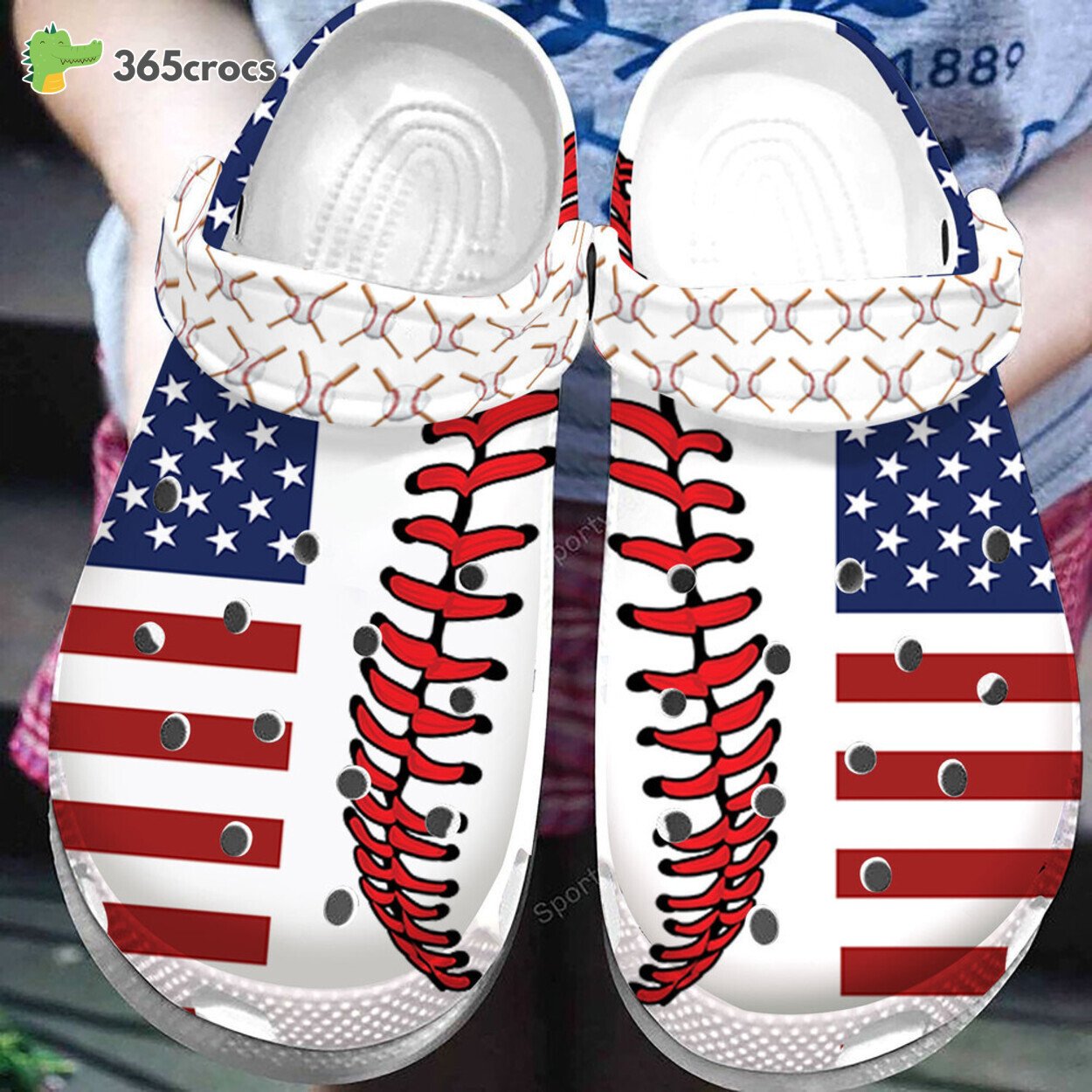 American Flag Baseball Inspired Comfortable Clogs Shoes Patriotic Design