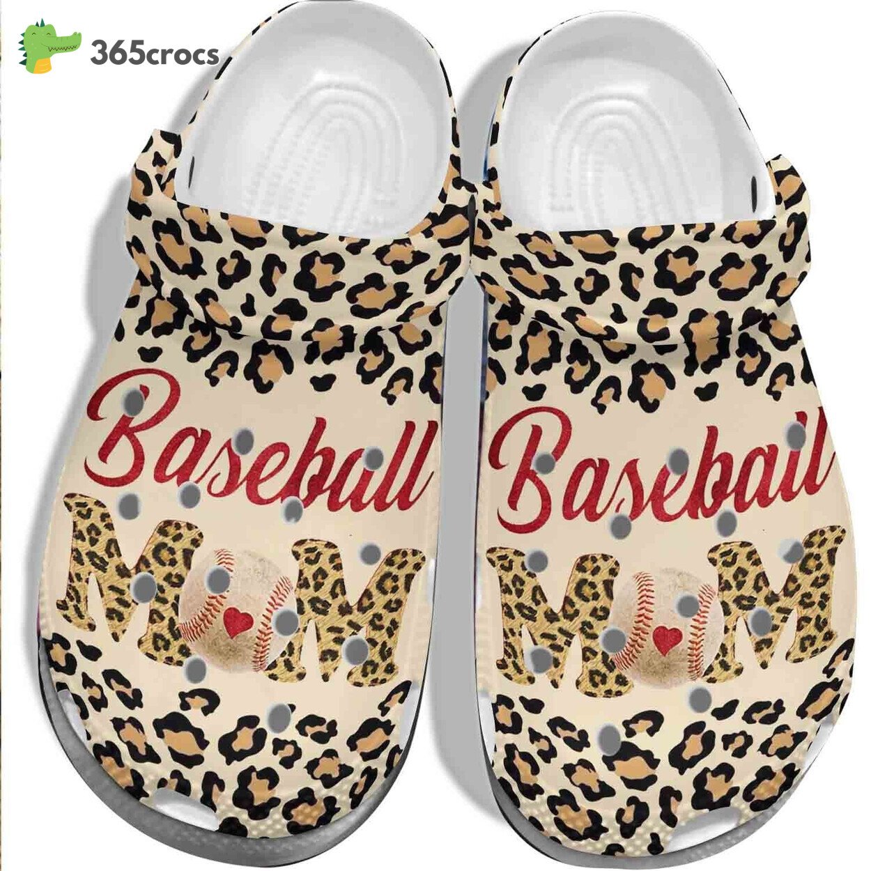 Animal Skin Baseball With Heart Outdoor Shoe Baseball Mom Custom Shoes Clogs For Mother’s Day