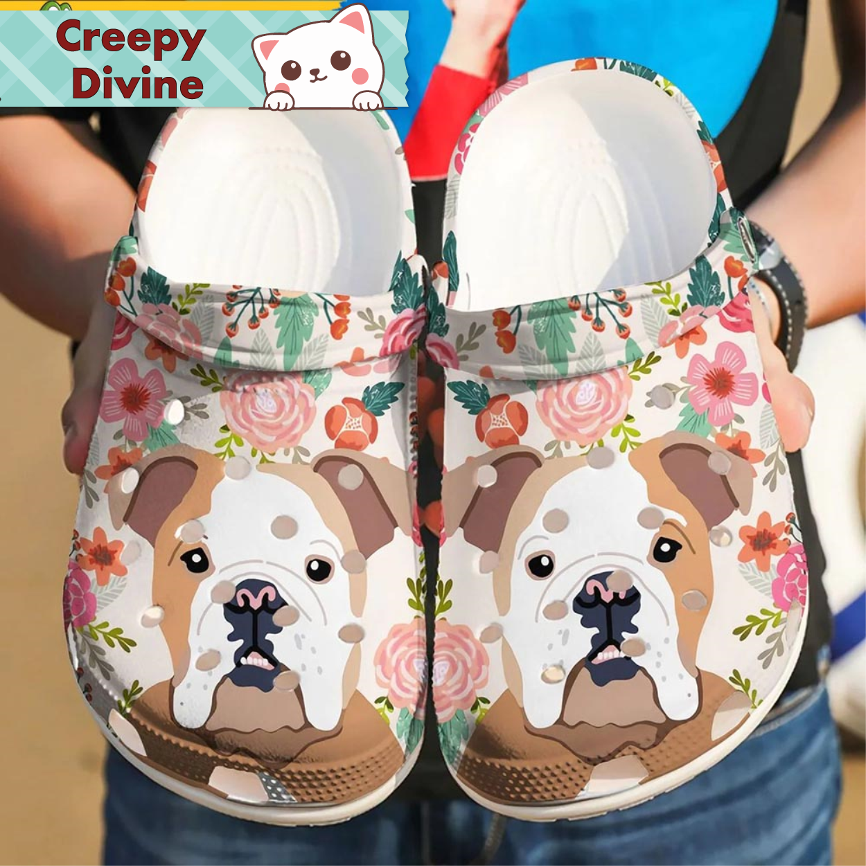 Art Flower Bulldog Clogs