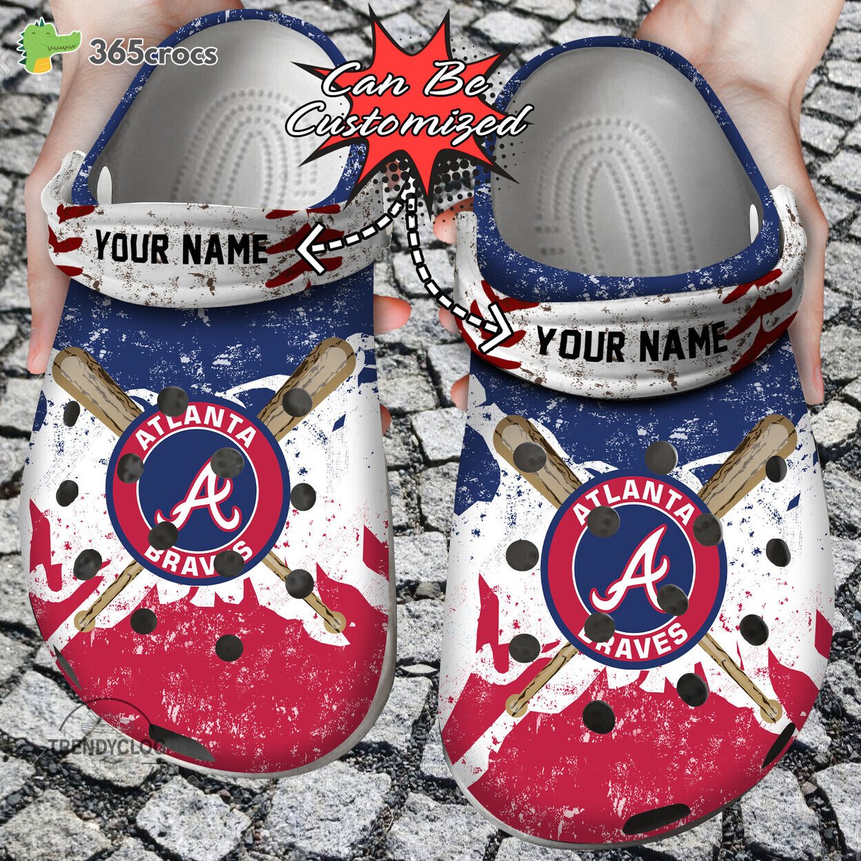 Atlanta Braves Baseball Personalized Watercolor New Clog Shoes