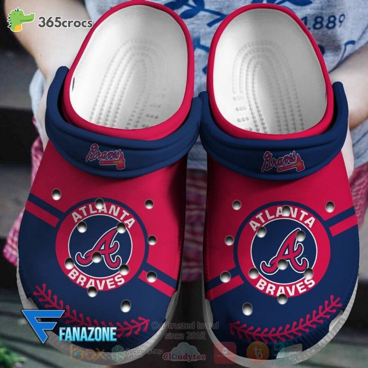 Atlanta Braves RedNavy MLB Sport Crocss Clogs Shoes Comfortable