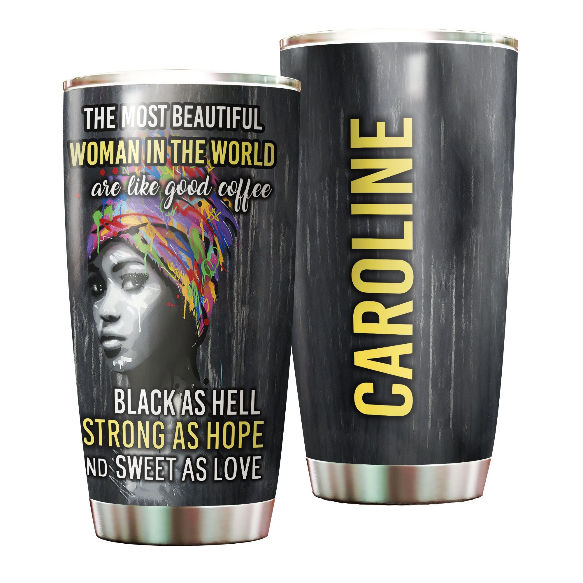 Personalized Black Women Stainless Steel Tumbler – Double-Walled Insulation Vacumm Flask – Gift For Black Queen, International Women’S Day, Hippie Girls