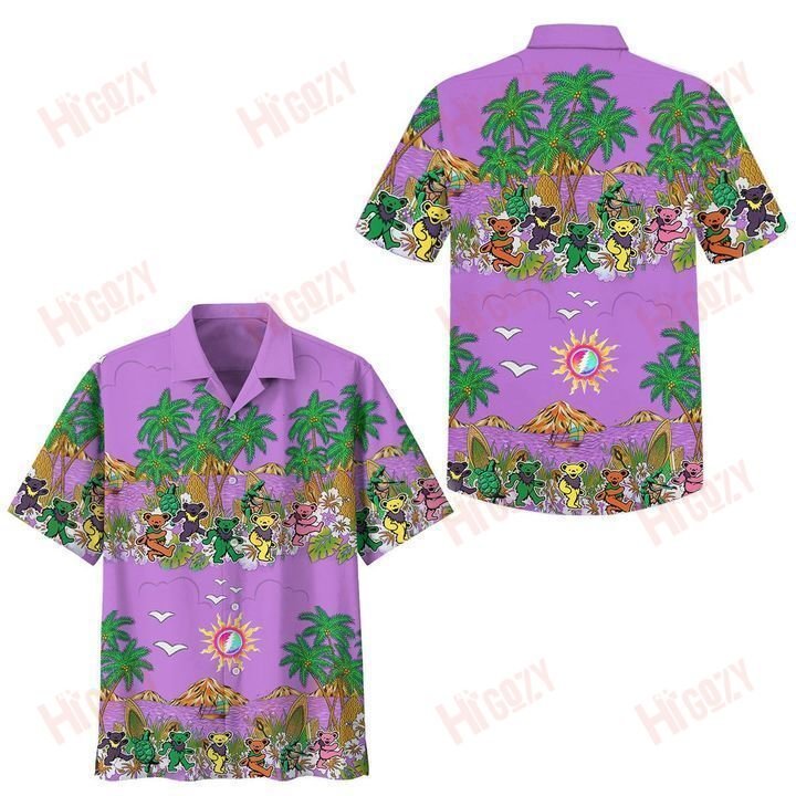 Grateful Dead Dancing Bear Purple Hawaii Shirt Ha28619